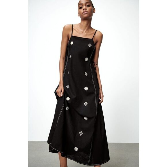 Zara Dresses & Skirts - ZARA Embroidered Linen Blend Dress New